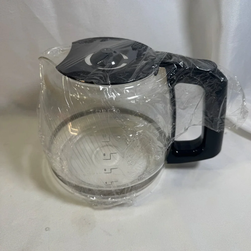 Black & Decker 12 Cup Glass Coffee Carafe Replacement Clear Black Handle Lid